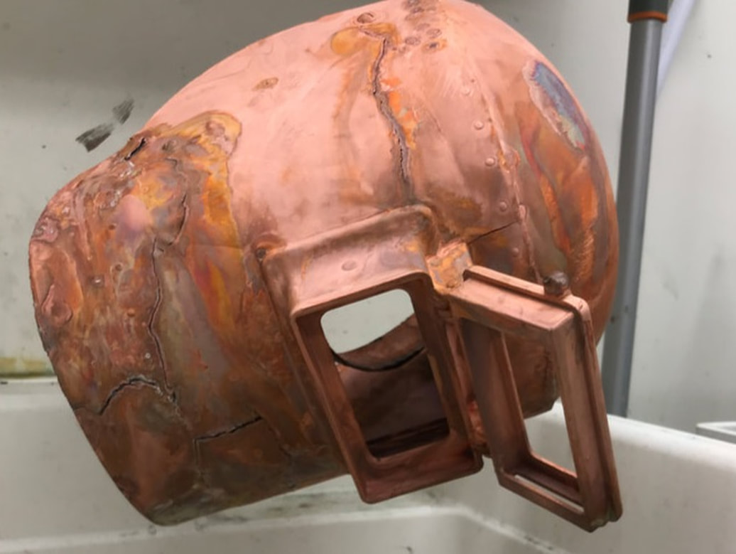 DELIA DANTE | WOMEN WARRIORS copper helmet being created