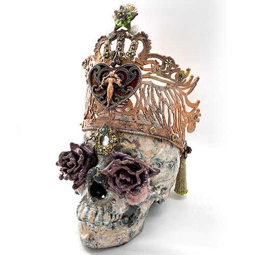 Dark Drought electroformed and welded copper skull